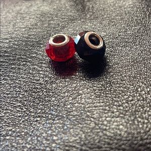 Sterling silver red and black spacer charms